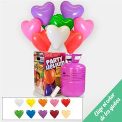 bombona de helio grande con 50 globos de corazón elige el color