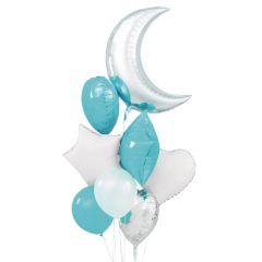 bouquet globos foil metalicos y  latex rosa claro