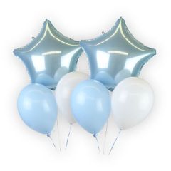 Boquet globos azul claro foil metálicos y látex