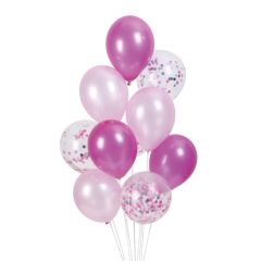 bouquet de globos de látex 30cm rosas y confetti rosa