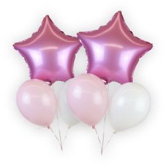 bouquet globos foil metalicos y  latex rosa claro