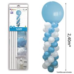 Columna de globos azul y blanco de 2,40m