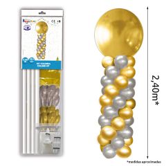 Columna de globos oro y plata de 2,40m
