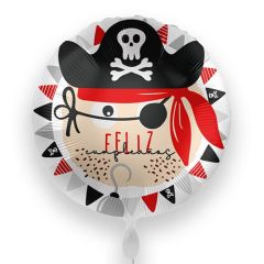 globo foil redondo "Feliz cumpleaños" pirata