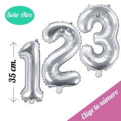 globo foil numero de 35cm color plata