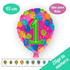 Globo Foil Número 45cm Colores HELIO. Pincha y elige tu número