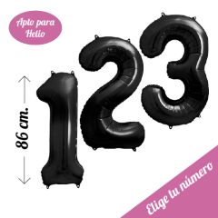 globo foil 86cm con forma de numero color negro