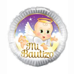 Globo foil metálico deco 45cm Mi Bautizo            