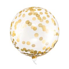 Globo Bubble Transparente con Confeti Dorado 40 cm