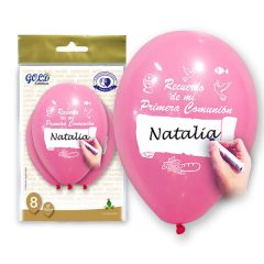 Globos de comunion personalizados rosa