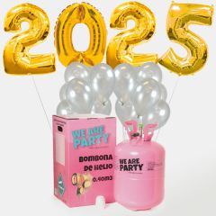 globos de fin de año con forma de numero 2022 color oro con bombona de helio grande

