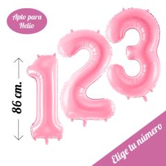 globo foil 86cm con forma de numero color rosa pastel