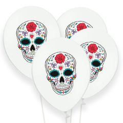globos de latex blancos con calaveras caterina para halloween