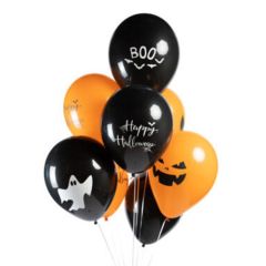 bolsa 8 globos de látex 30cm happy halloween