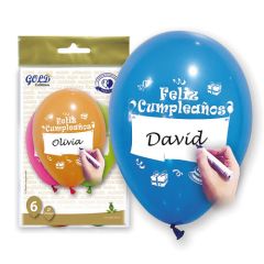 Globos de látex Feliz Cumpleaños personalizables