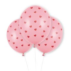 globos de latex Strong Balloons® rosa pastel con corazones