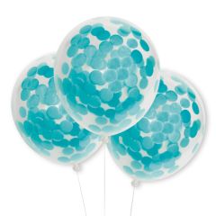 Globos transparentes con confeti real azul claro