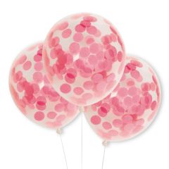6 globos de latex confeti real rosa