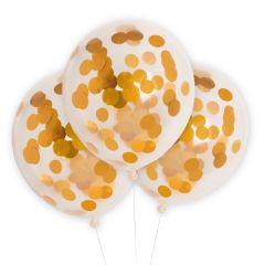 globos de latex transparentes con confeti real dorado