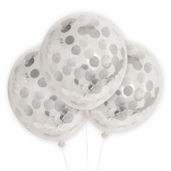 globos transparentes con confeti real plateado