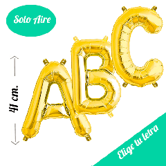 Globos Foil Letra 41cm Oro. SOLO AIRE