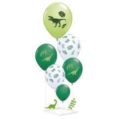 Set de decoración con soporte. 6 globos de Dinosaurios