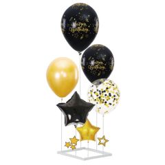 Set de Decoración 6 Globos con Soporte Happy Birthday