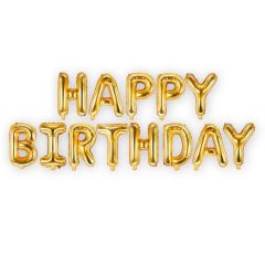 Set Happy Birthday Letras Foil 35cm Oro. SOLO AIRE