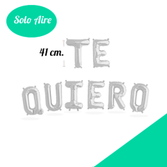 Set TE QUIERO Letras Foil 41cm Plata