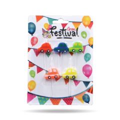 5 velas coches de colores