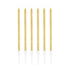 Pack 6 Velas Largas Doradas 13,5cm