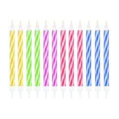 Pack 12 velas no extinguibles multicolor