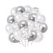 Bouquet 20 Globos Látex 30cm Blanco, Plata y Confetti Plata
