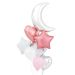 Bouquet 8 Globos Foil Metálicos y Látex con Luna Rosa y Blanco