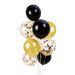 Bouquet 10 Globos Látex 30cm Oro, Negro y Confetti Dorado