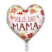 Globo Foil Metálico Corazón 45cm Feliz Día Mamá Flores Naranja