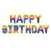 Set HAPPY BIRTHDAY Letras Foil Metálicas 35cm ARCOIRIS. SOLO AIRE