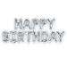 Set HAPPY BIRTHDAY Letras Foil Metálicas 35cm Plata. SOLO AIRE