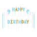 Set de Velas Happy Birthday Azul, Blanco y Oro