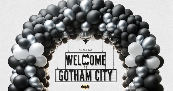 arco de globos para fiesta de superheroes